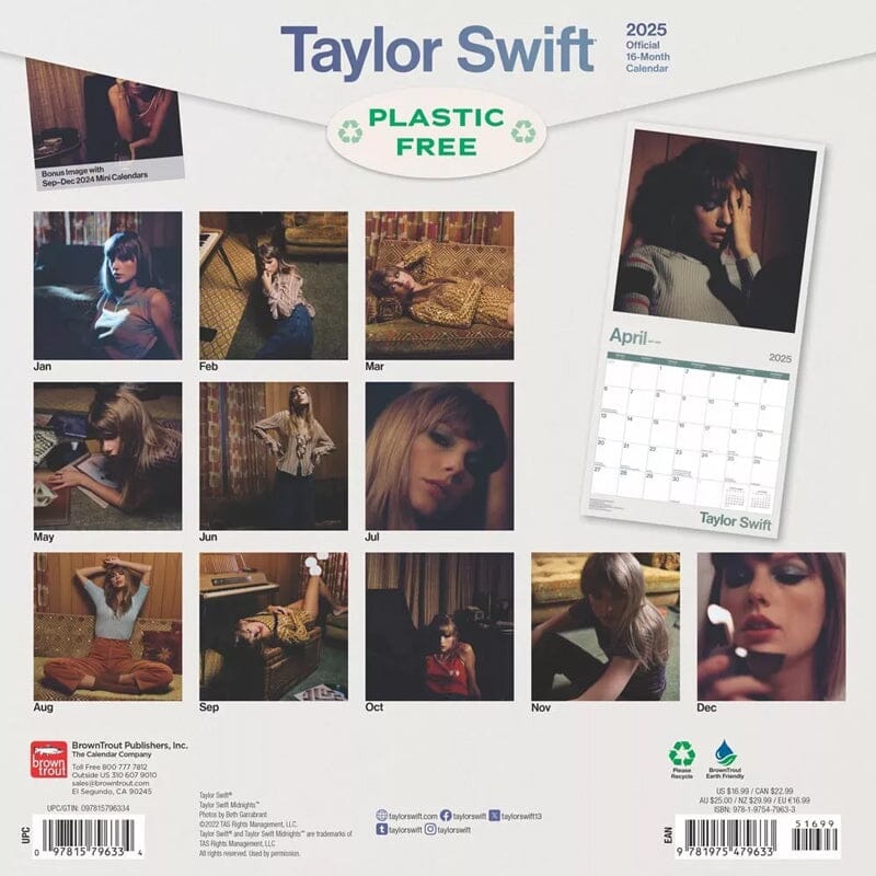 Taylor Swift 2025 Monthly Mini Wall Calendar