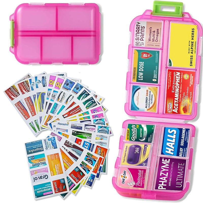 Travel Pill Organizer Box (161 Labels for Customization)