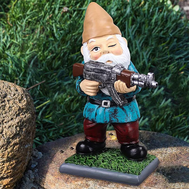 🎃HALLOWEEN🎃Military Garden Gnome With Camouflage Uniform And AK47