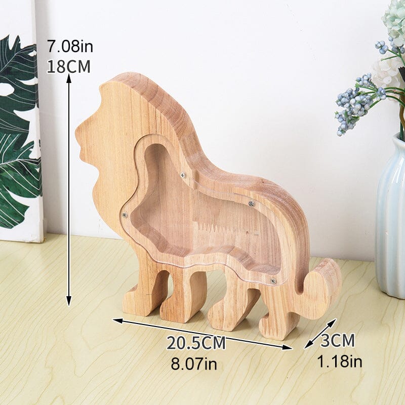 Wooden Animal Piggy Saving Bank