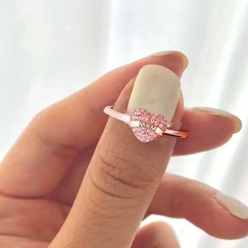 Love Heart Pink Zirconia Ring
