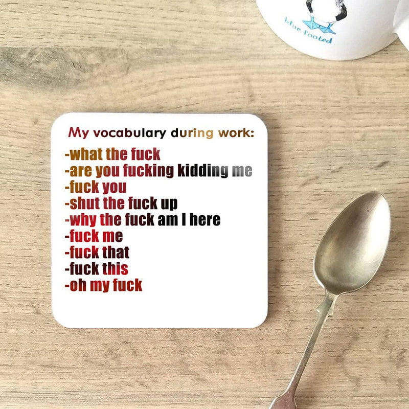 ‘My vocabulary during work’ Coasters(Set of 6 PCS)