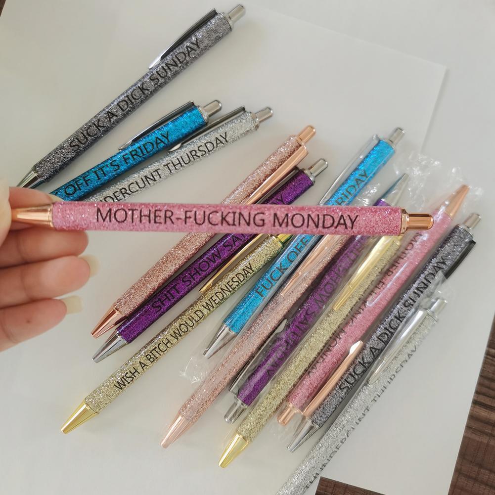 7PCS Funny Ballpoint Swear Words Pens Daily Office Weekday